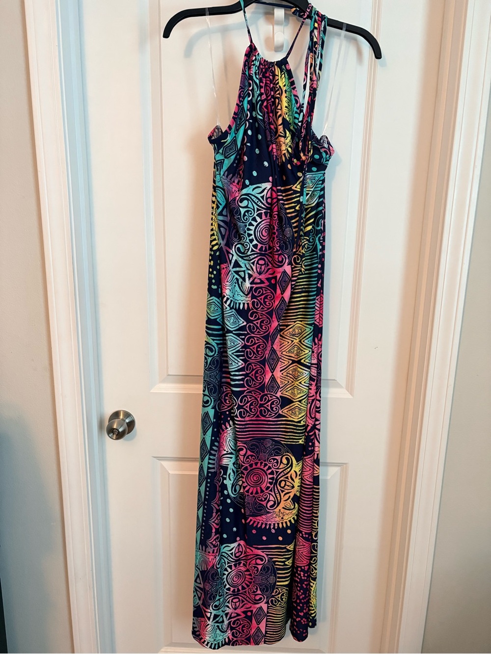 Sleeveless Multicolor Tribal Print Maxi Dress